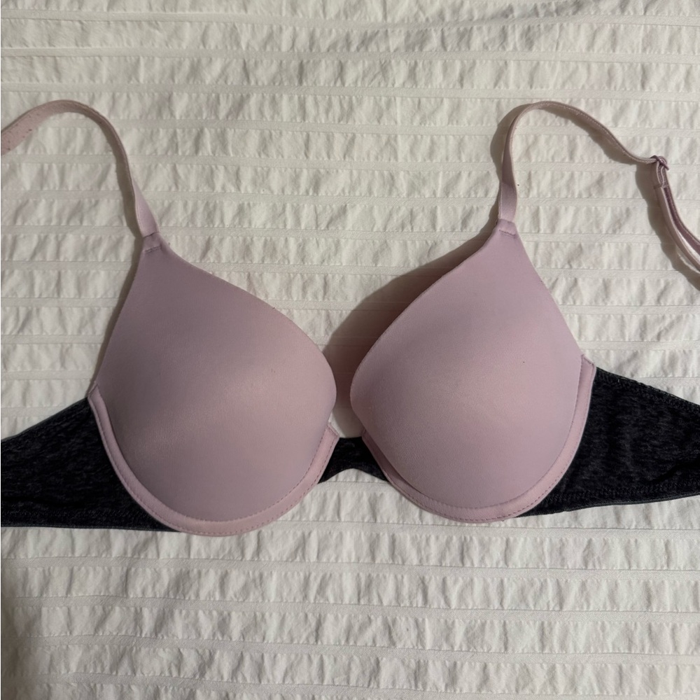 PINK Victoria's Secret Light Pink and Grey Push Up Bra